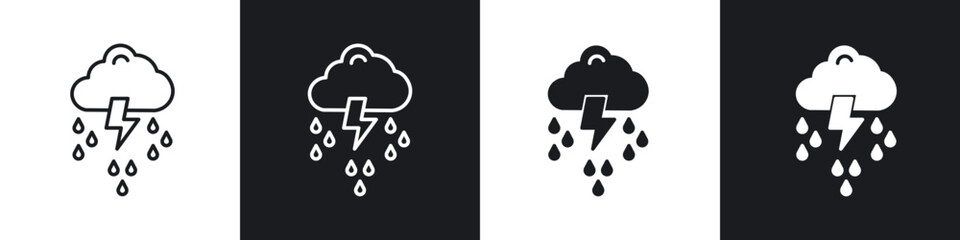 Thunderstorm icon in filled and stroke