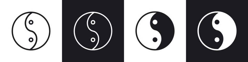 Obraz premium Yin yang icon in filled and stroke