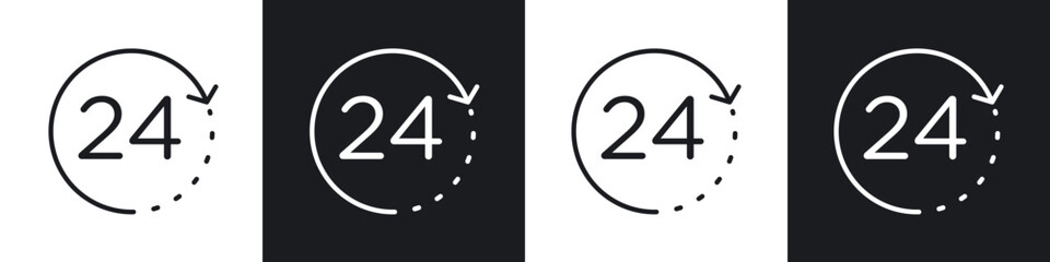 24 Hour time icon in filled and stroke