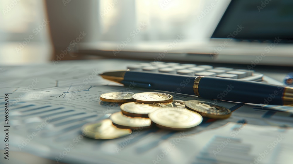 Poster The Coins and Pen Arrangement