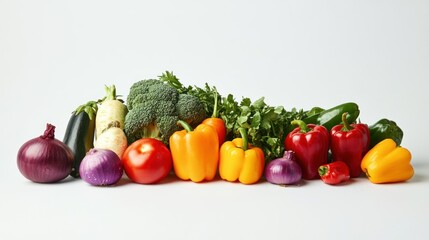 A Variety of Fresh Vegetables on a White Background