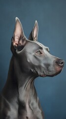 Close-up Portrait of a Gray Dog with Large Ears