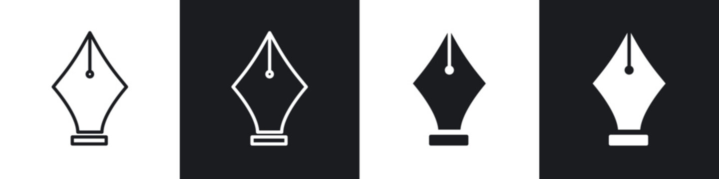 Fountain pen icon in filled and stroke