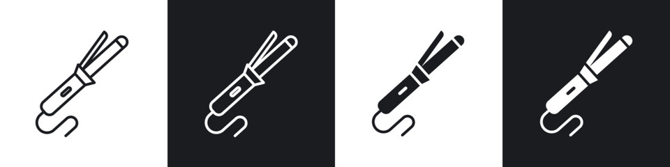 Hair curler icon in filled and stroke