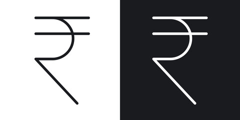 Indian rupee icon in filled and stroke