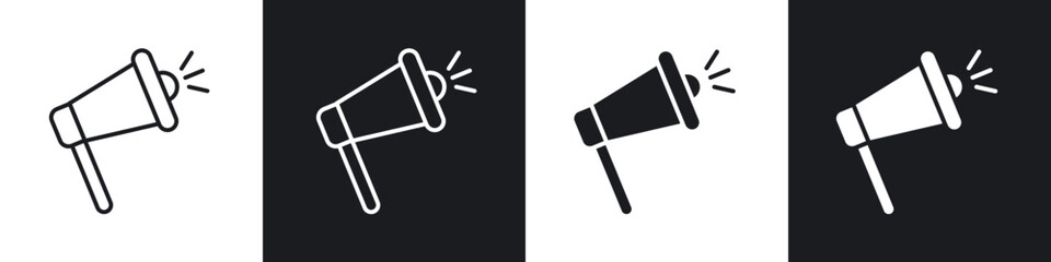 Megaphone outlined and solid icon vector collection.