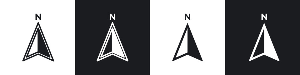 North icon in filled and stroke