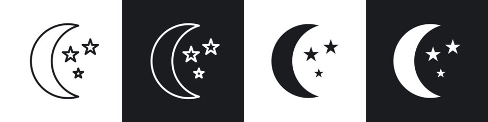 Night icon in filled and stroke