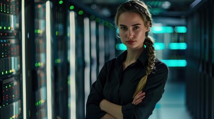 Fototapeta premium The Woman in Data Center