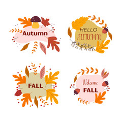 Autumn illustration colored leaves Vector Can be used as a print, greeting card and more	