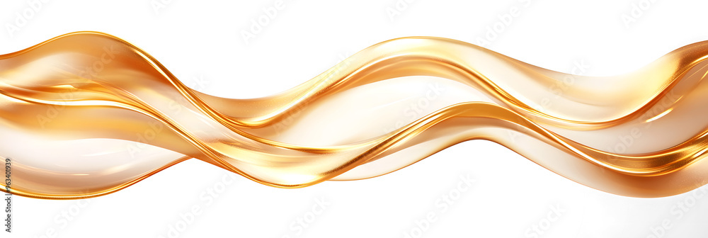 Wall mural luxury abstract shiny golden wave on transparent background. design element. elegant gradient gold c