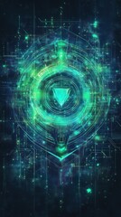 Obraz premium Abstract Digital Interface with Glowing Green Lines and Shapes