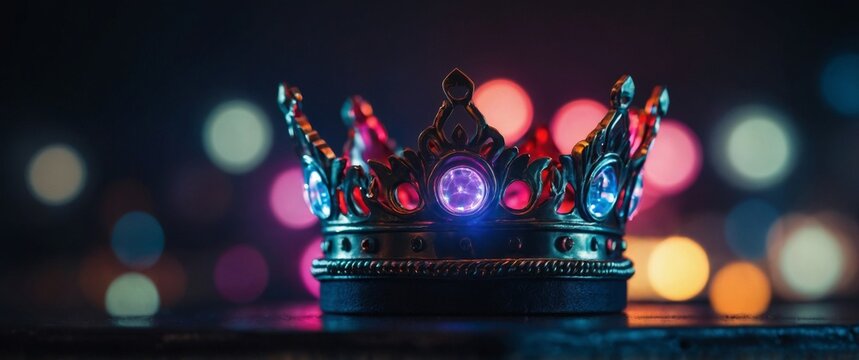 Electric Authority - Neon Crown Symbol of Sovereignty and Power.