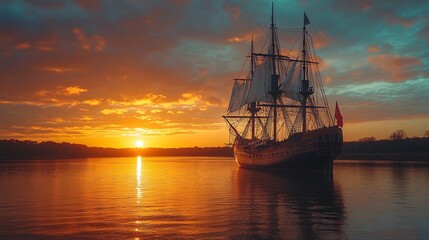 Antique Ship with copy space