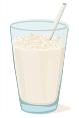 Creamy Smoothie in a Glass with Straw