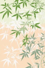 Abstract Bamboo Leaves on Soft Color Background