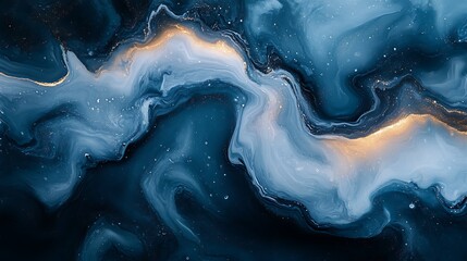 Obraz premium Abstract blue and gold swirls with glitter.