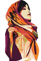 Colorful Portrait of a Woman in a Headscarf