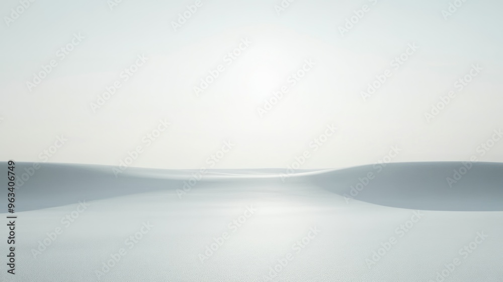 Poster a minimalist landscape with a hazy sky and a gentle slope