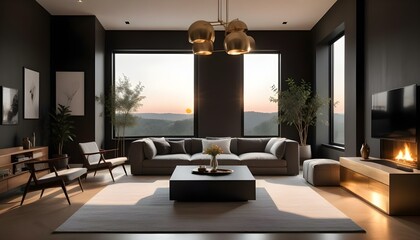 Fototapeta premium Photo interior modern design room 3d illustration