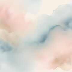 Minimal abstract background with soft pastel watercolor washes in blush pink, light sky blue, and gentle beige

