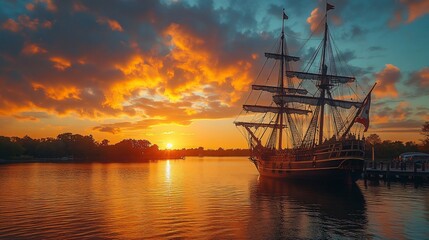 Fototapeta premium Retro Sailboat with copy space