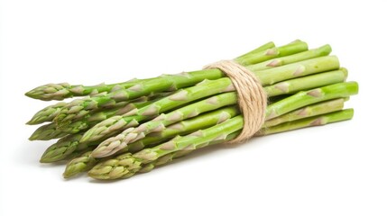 A Bunch of Fresh Green Asparagus Spears Tied with Twine