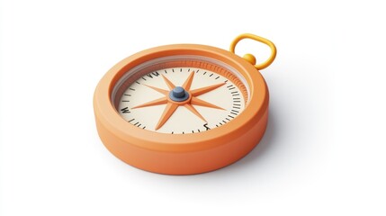 A 3D-rendered orange compass, designed for navigation and orientation.