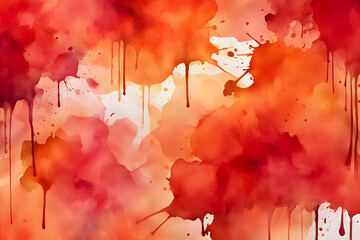 Abstract Watercolor Splashes Wall Background in Vibrant Red and Orange for an Artistic and Energetic Vibe