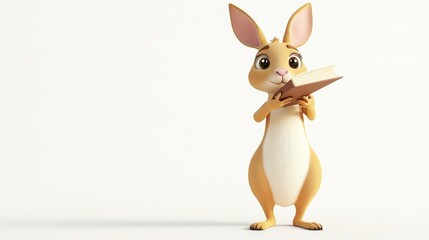 A cartoon rabbit reading a book, showcasing curiosity and a love for learning.