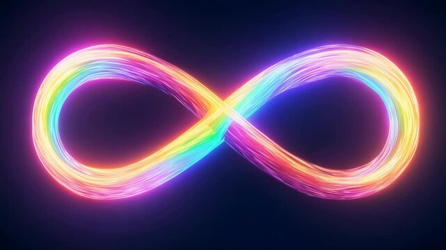 The rainbow symbol of infinity. The infinity symbol shimmers with all the colors of the rainbow