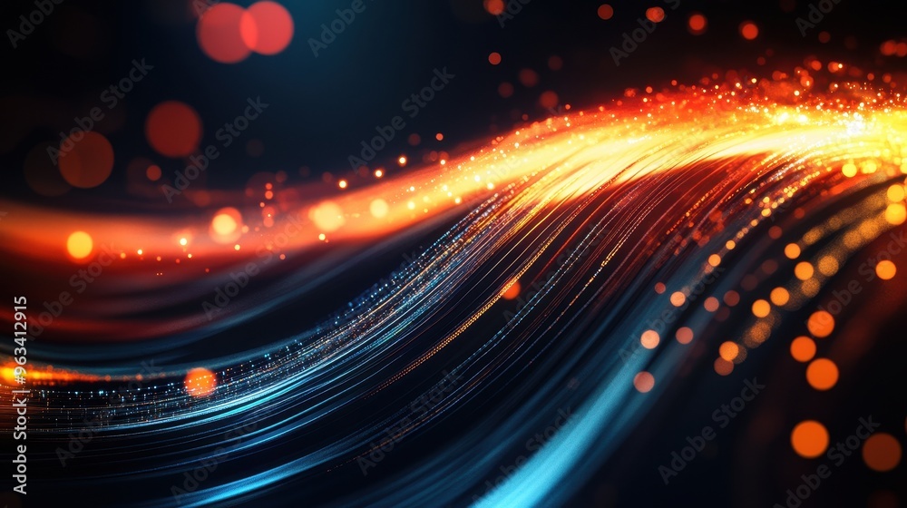 Poster seamless data flow: abstract background of light and color depicting global connectivity and speed