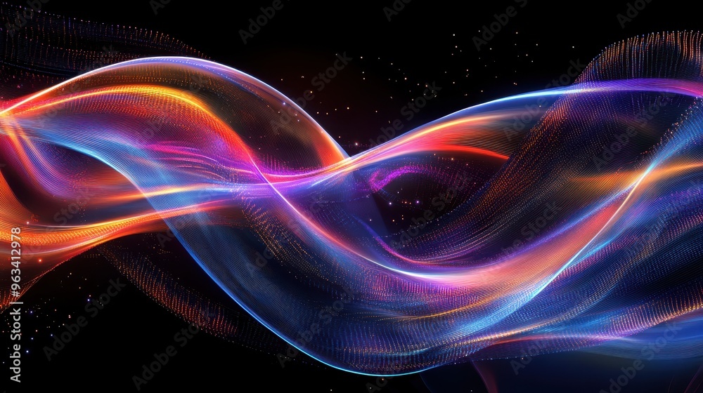 Poster seamless data flow: abstract background of light and color representing global connectivity