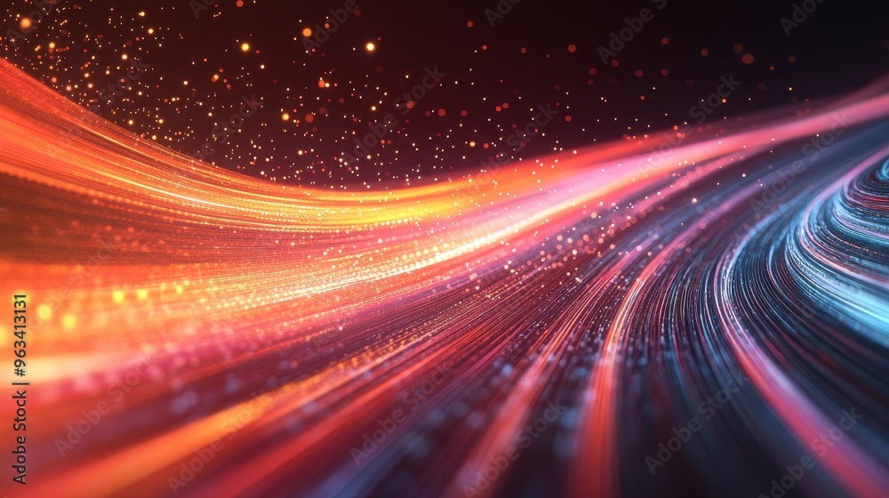 Poster illuminated data streams - abstract background representing the speed and vitality of internet conne