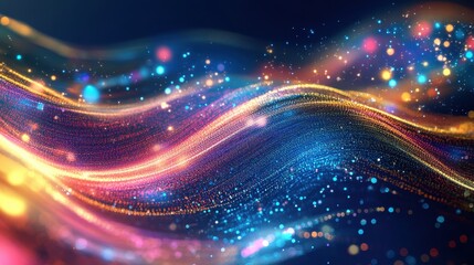 Obraz premium Digital Data Flow: Abstract Background of Vibrant Colorful Waves Representing Internet Speed and Connectivity