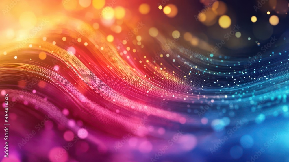 Poster illuminated data flow: abstract background of light and color representing internet connections