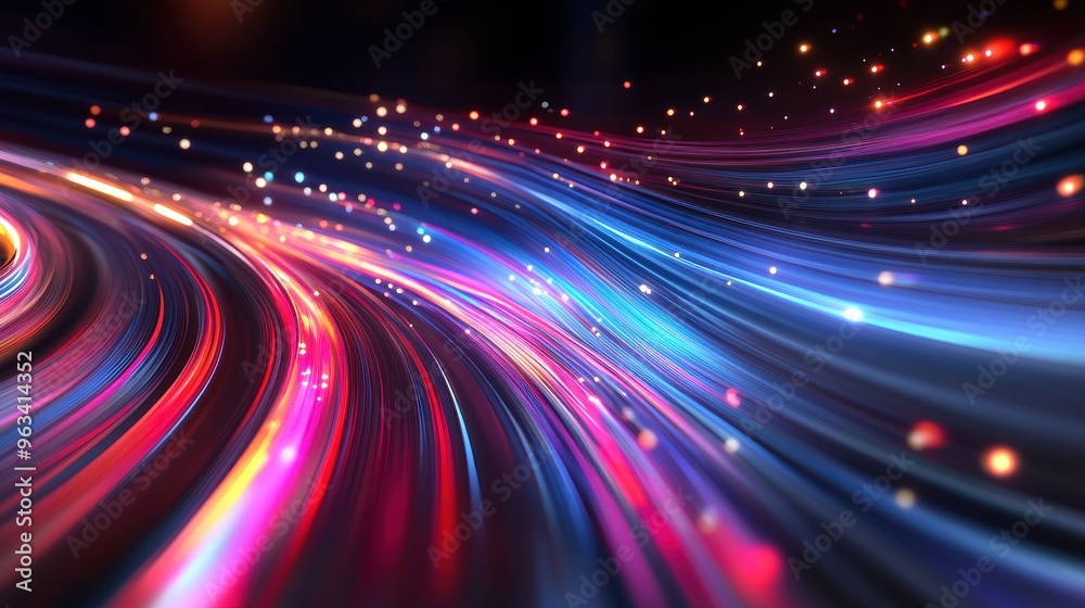 Poster digital data flow: dynamic abstract background illustrating fast internet connections