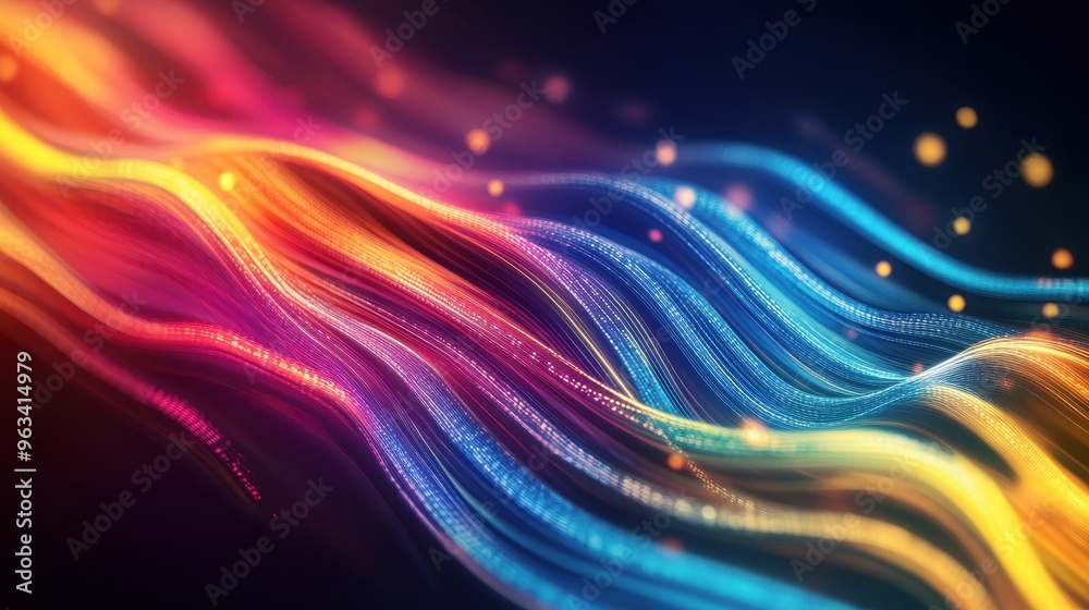 Aufkleber techno wave - abstract background of data transmission with vibrant color waves symbolizing fast int