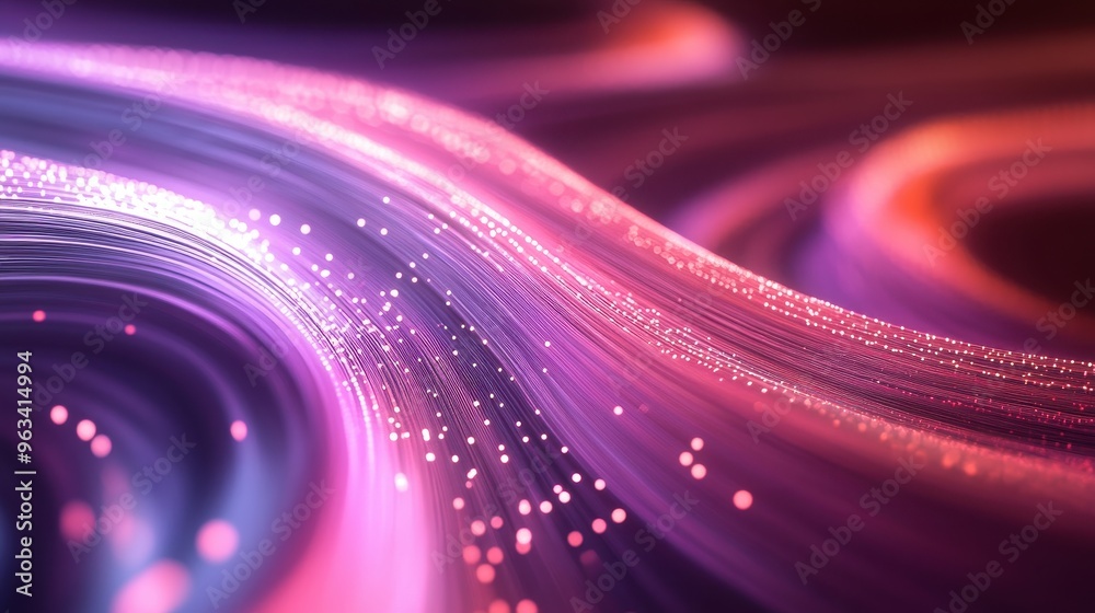 Poster fluid data connections: abstract background of interwoven light and color representing network inter