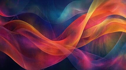 Obraz premium Technicolor Data Flow: Abstract Interconnected Waves of Color Representing Internet Connectivity