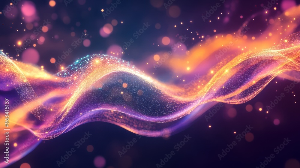 Poster dynamic data flow: abstract background of vibrant light curves representing internet speed and conne