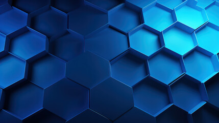 Fototapeta premium Blue hexagon background. Close-up Hexagonal shapes. Honeycomb pattern. Technology, digital and futuristic design. Polygonal, geometric wallpaper.