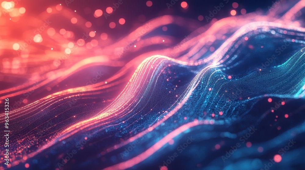 Poster digital data flow: abstract background of light and color representing network connections