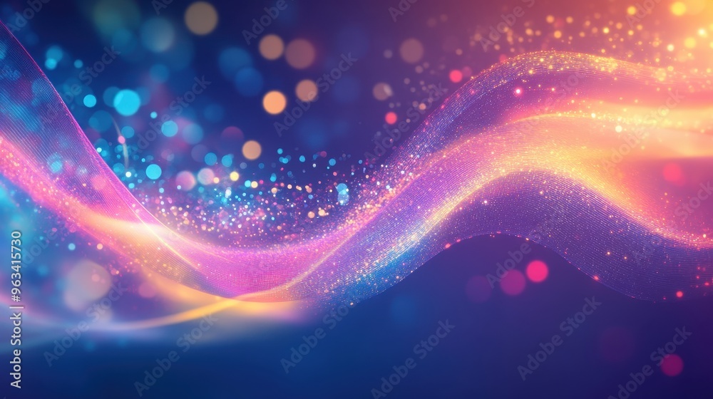 Poster illuminated data streams - abstract background of network connectivity and interconnectedness