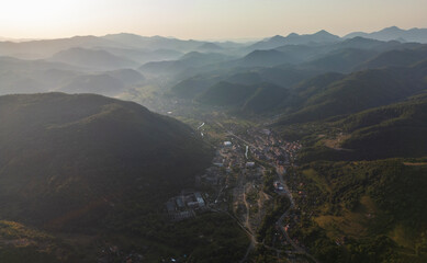 Aerial view of Apuseni Mountains in Romania