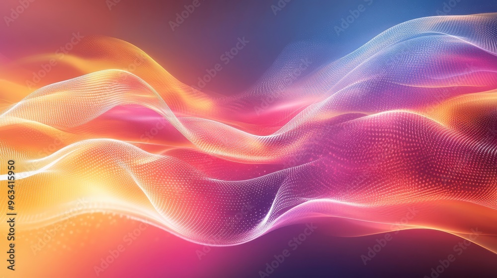 Poster seamless data network - abstract background of colorful waves illustrating internet communication