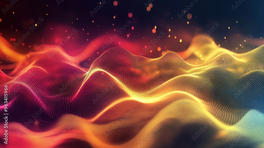Poster data flow: abstract network of color and light representing seamless internet communication