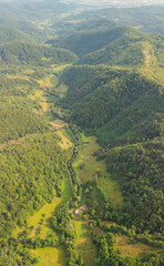 Aerial view of Apuseni Mountains in Romania