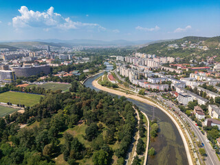 Cluj Napoca city aerial view