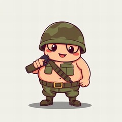 cartoon soldier with a gun in his hand.